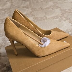 Steve Madden Real Cow Fur Camel Pointed Toe Heels 4 Inches Heel